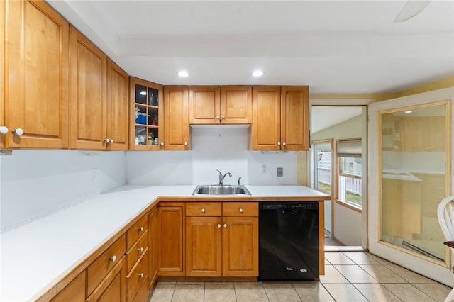 3 Arrow Ave, Warwick, RI 02886 - kitchen featuring dishwasher, recessed lighting, brown cabinets, and light countertops