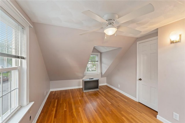 3 Arrow Ave, Warwick, RI 02886 - additional living space featuring wood-type flooring, a ceiling fan, and vaulted ceiling