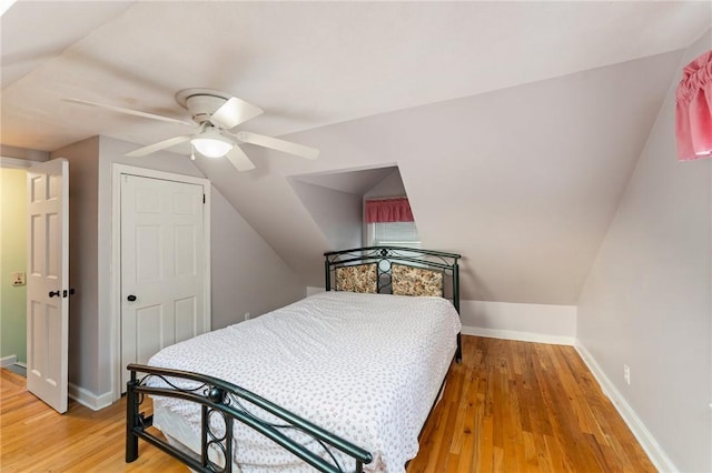 3 Arrow Ave, Warwick, RI 02886 - bedroom featuring vaulted ceiling, light wood-style floors, and ceiling fan