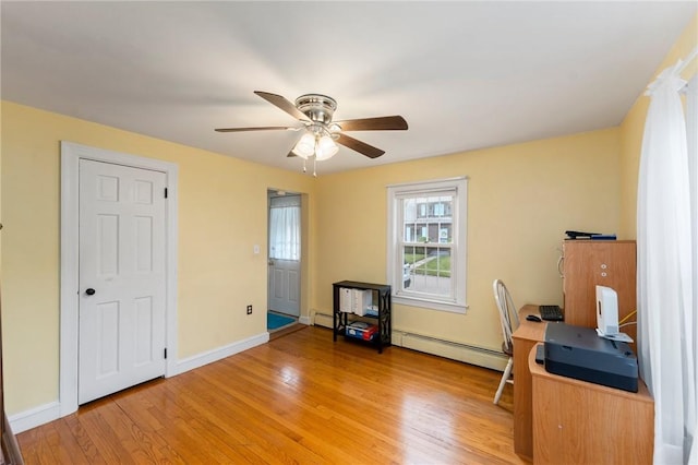 3 Arrow Ave, Warwick, RI 02886 - office space featuring baseboard heating, a ceiling fan, and light wood-style flooring