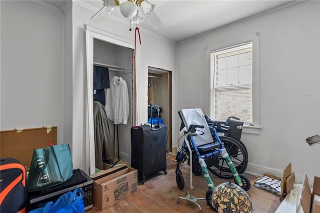 11 Daventry St, Glocester, RI 02814 - bedroom with wood finished floors, crown molding, and ceiling fan