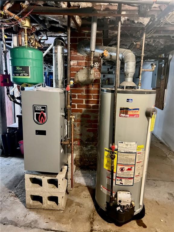 66 Beach St, Warren, RI 02885 - utility room featuring gas water heater and electric panel
