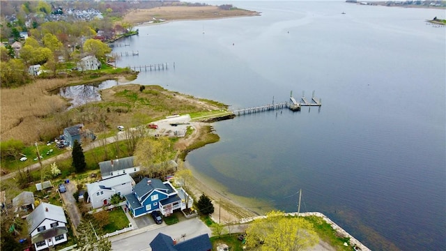 66 Beach St, Warren, RI 02885 - aerial overview of property's location with a large body of water