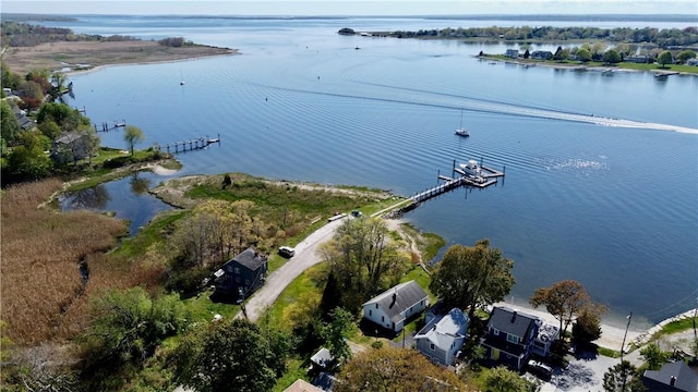 66 Beach St, Warren, RI 02885 - aerial overview of property's location with a large body of water