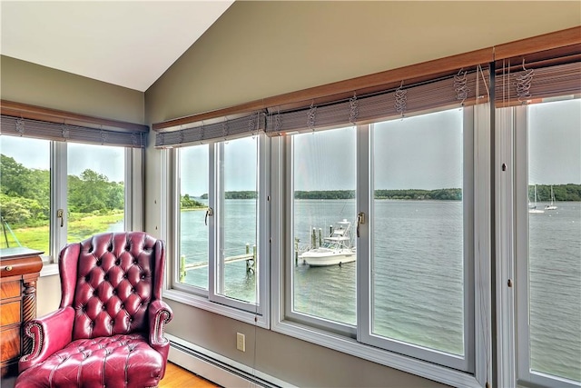 8 Alger Ave, Warwick, RI 02818 - sunroom featuring a water view and vaulted ceiling