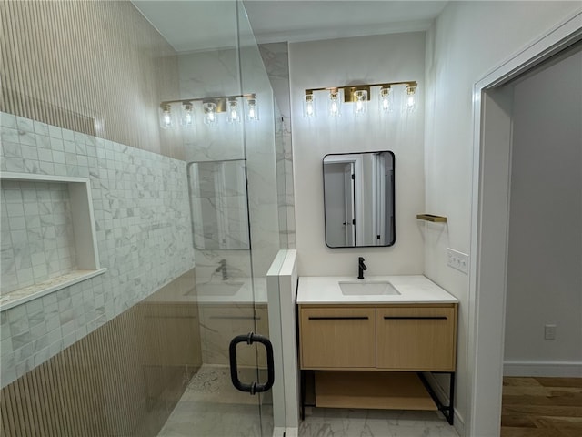 12 Daggett Ct Unit 2, Providence, RI 02906 - full bath with a stall shower, vanity, and marble finish flooring