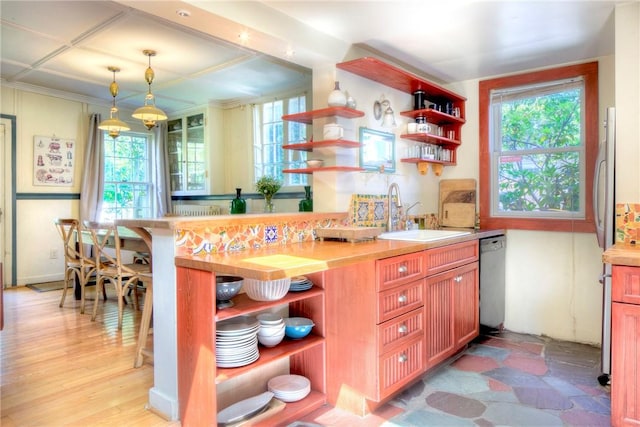 24 Old Beach Rd, Newport, RI 02840 - kitchen featuring open shelves, dishwasher, and healthy amount of natural light