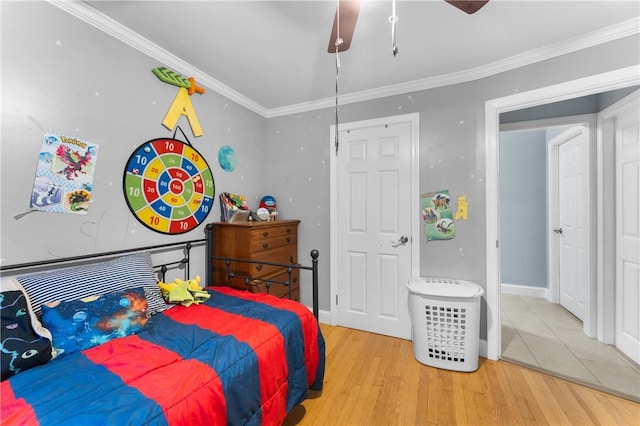 15 Wayland St, East Providence, RI 02914 - bedroom featuring crown molding, wood finished floors, and a ceiling fan