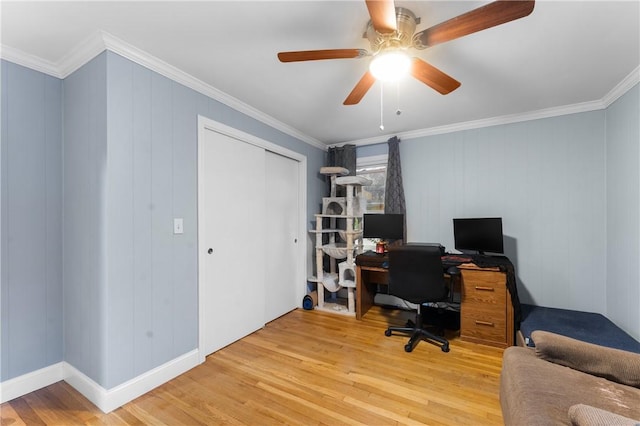15 Wayland St, East Providence, RI 02914 - office space with wood finished floors, crown molding, and a ceiling fan