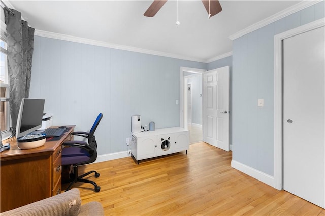 15 Wayland St, East Providence, RI 02914 - office space with ceiling fan, light wood finished floors, and crown molding