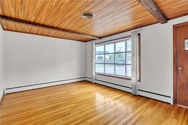 37 Joseph St, Providence, RI 02904 - empty room featuring a wood ceiling with exposed beams, light wood finished floors, and baseboard heating