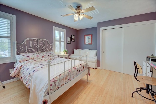 3399 Post Rd Unit 4, Warwick, RI 02886 - bedroom with wood finished floors, a closet, and a ceiling fan