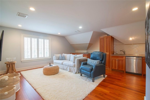 7 Spring Pond Rd, Westerly, RI 02891 - living room featuring light wood finished floors, recessed lighting, and vaulted ceiling