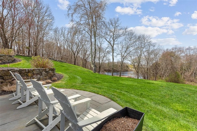 7 Spring Pond Rd, Westerly, RI 02891 - view of green lawn featuring a water view and a patio