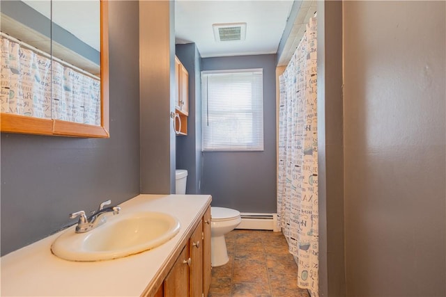 22 Gage St Unit 101, Providence, RI 02909 - full bathroom with a baseboard heating unit, vanity, and a shower with shower curtain