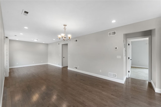 6 Jupiter Ln Unit B, Richmond, RI 02898 - spare room with a chandelier, dark wood-style flooring, and recessed lighting