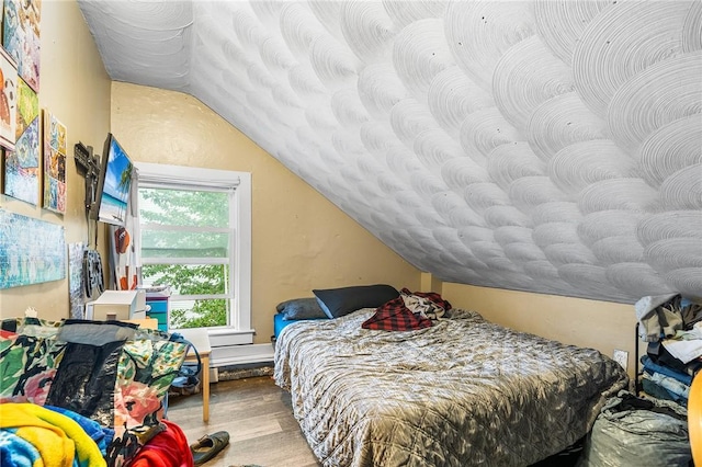 423 Pine St, Central Falls, RI 02863 - bedroom with lofted ceiling and wood finished floors