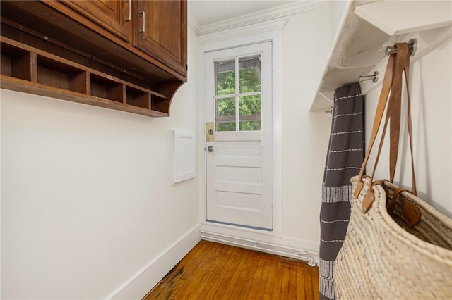 43 Cherry Ln Unit B, South Kingstown, RI 02879 - mudroom with crown molding and dark wood finished floors