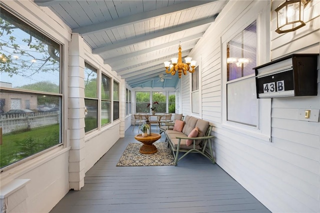 43 Cherry Ln Unit B, South Kingstown, RI 02879 - sunroom / solarium with a chandelier and an outdoor hangout area
