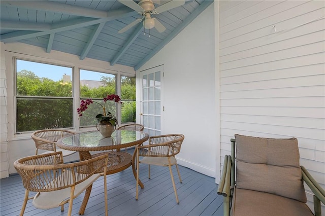 43 Cherry Ln Unit B, South Kingstown, RI 02879 - sunroom / solarium with a ceiling fan, outdoor dining area, and french doors