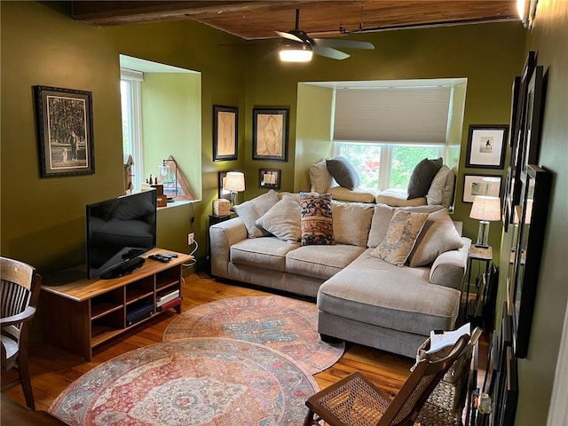 494 Woonasquatucket Ave Unit 304, North Providence, RI 02911 - living area featuring ceiling fan and wood finished floors