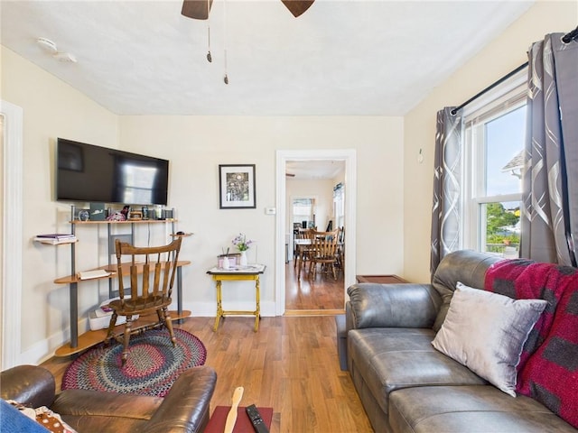 19 Remington St, Warwick, RI 02888 - living room featuring healthy amount of natural light, ceiling fan, and wood finished floors