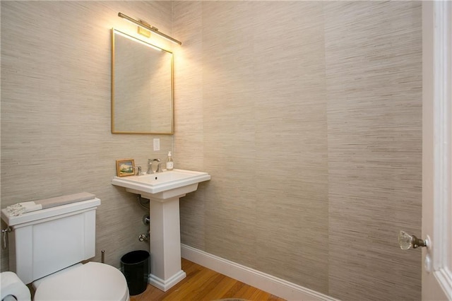 12 Poplar St, Newport, RI 02840 - half bath with toilet and wood finished floors