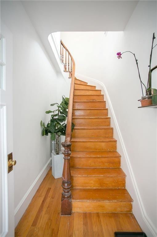 12 Poplar St, Newport, RI 02840 - staircase featuring wood finished floors and baseboards