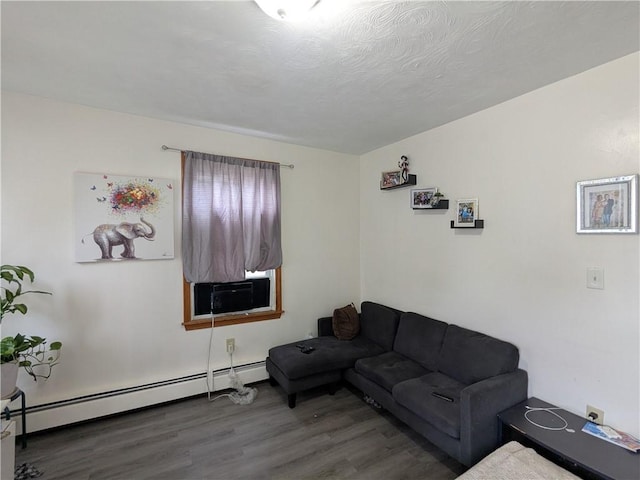 60 Sherman St, Pawtucket, RI 02860 - living room with a baseboard radiator, wood finished floors, and cooling unit