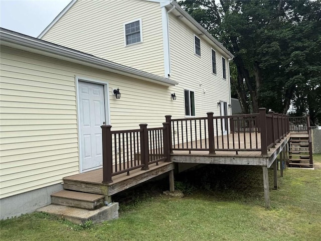 30 Hoover St, West Warwick, RI 02893 - back of property featuring a deck and a lawn