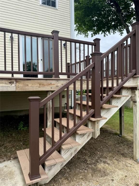 30 Hoover St, West Warwick, RI 02893 - wooden deck with stairway