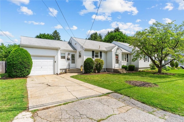 122 Cannon St, Cranston, RI 02920 - ranch-style home with a garage, concrete driveway, and a front lawn