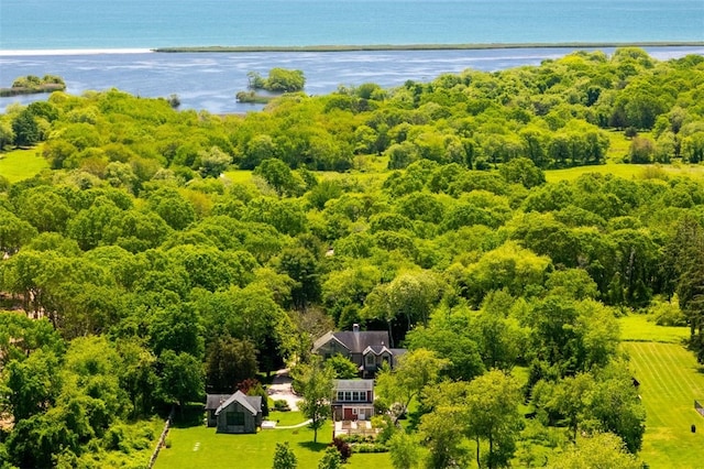 1049 Matunuck Schoolhouse Rd, South Kingstown, RI 02879 - view from above of property featuring a nearby body of water and a forest