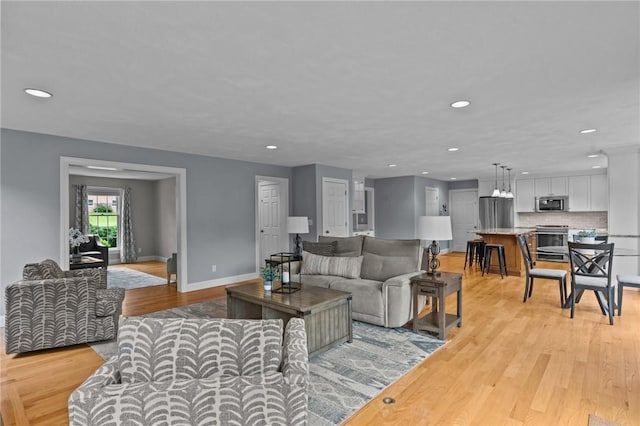 6 Jasons Grant Dr, Cumberland, RI 02864 - living area featuring light wood finished floors and recessed lighting