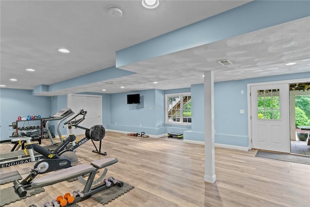 6 Jasons Grant Dr, Cumberland, RI 02864 - exercise area featuring wood finished floors and recessed lighting
