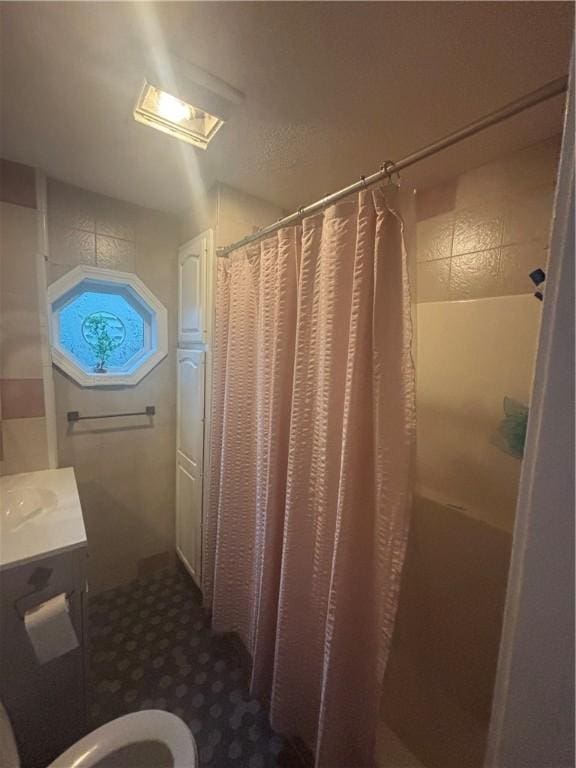 34 Lewis St, Central Falls, RI 02863 - bathroom featuring vanity and curtained shower