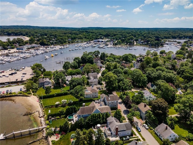 34 Pleasant St, North Kingstown, RI 02852 - aerial view of property's location with numerous boat docks and a large body of water