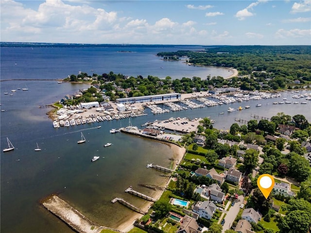 34 Pleasant St, North Kingstown, RI 02852 - aerial view of property's location featuring a marina and a large body of water