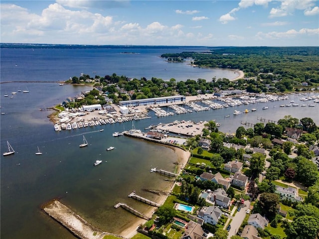 34 Pleasant St, North Kingstown, RI 02852 - aerial view of property and surrounding area featuring numerous boat docks and a large body of water