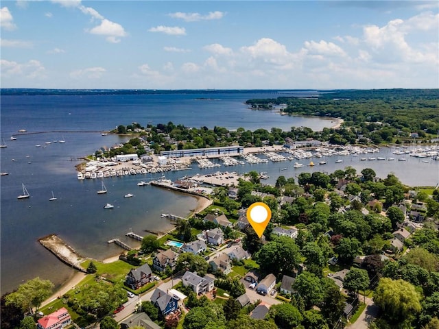 34 Pleasant St, North Kingstown, RI 02852 - aerial view of property's location with a marina and a nearby body of water