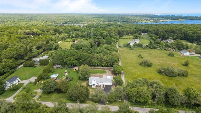 420 Long Hwy, Little Compton, RI 02837 - aerial overview of property's location featuring a forest and a nearby body of water