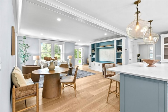 420 Long Hwy, Little Compton, RI 02837 - dining room featuring light wood finished floors, recessed lighting, and crown molding