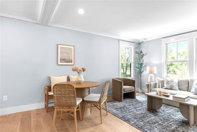 420 Long Hwy, Little Compton, RI 02837 - living room featuring light wood-style flooring and crown molding