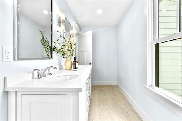 420 Long Hwy, Little Compton, RI 02837 - full bath featuring double vanity, recessed lighting, and healthy amount of natural light