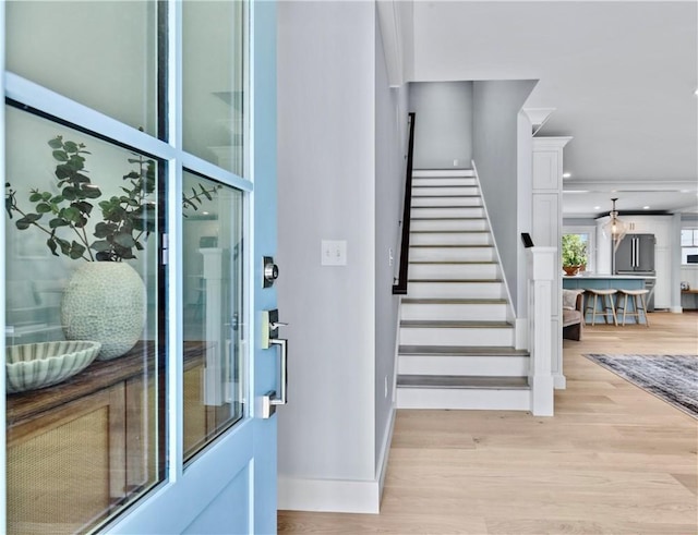 420 Long Hwy, Little Compton, RI 02837 - entrance foyer featuring light wood-type flooring and stairs