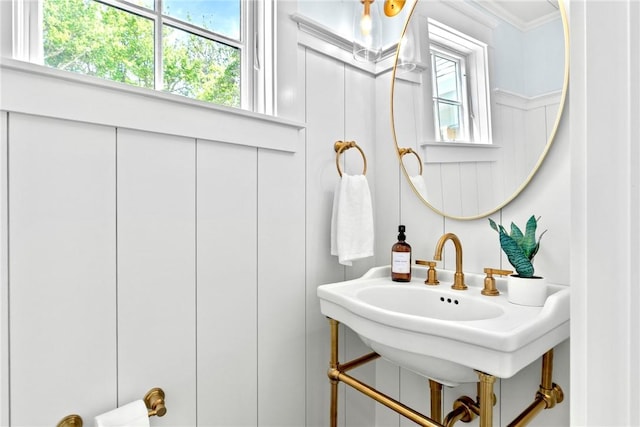 420 Long Hwy, Little Compton, RI 02837 - bathroom featuring crown molding