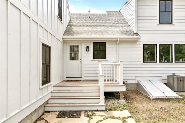 420 Long Hwy, Little Compton, RI 02837 - doorway to property featuring a shingled roof and board and batten siding