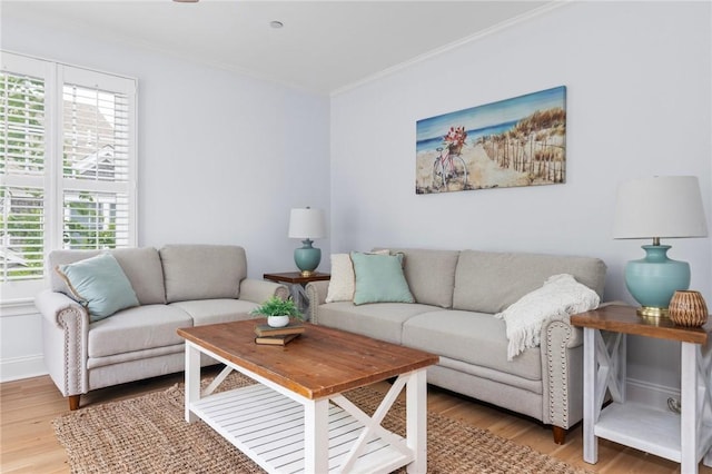 20 Narragansett Ave Unit 404, Narragansett, RI 02882 - living area featuring ornamental molding and light wood-style floors