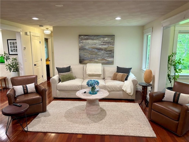 10 Lakeside Dr, Charlestown, RI 02813 - living room featuring hardwood / wood-style floors and recessed lighting