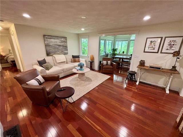 10 Lakeside Dr, Charlestown, RI 02813 - living room featuring hardwood / wood-style flooring and recessed lighting